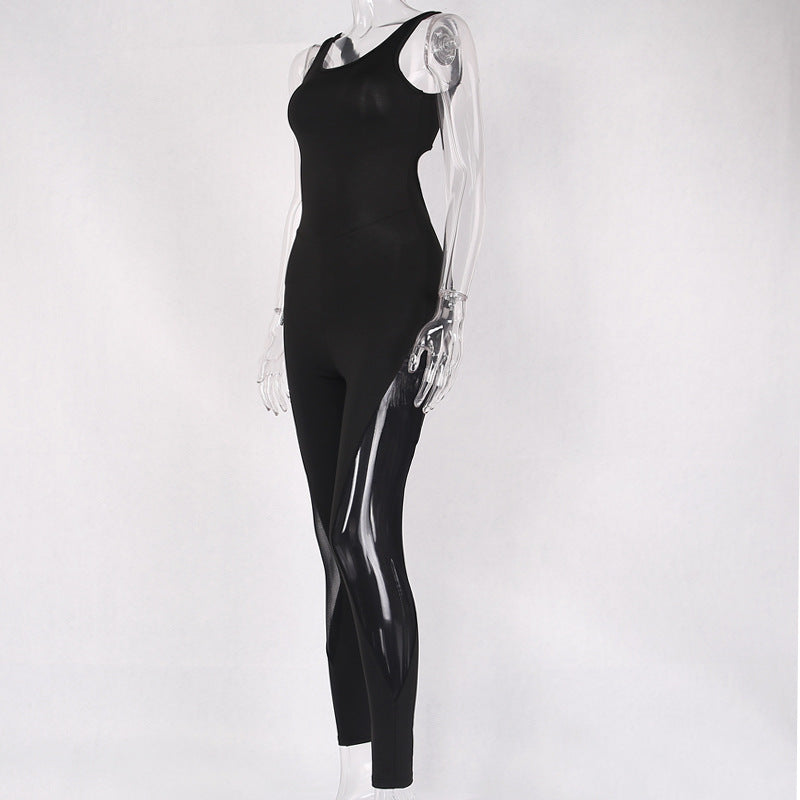 Backless Mesh Yoga Jumpsuit for Fitness and Sports