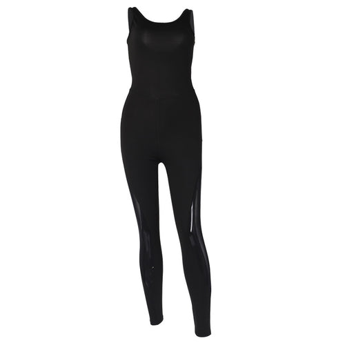 Backless Mesh Yoga Jumpsuit for Fitness and Sports